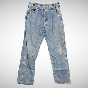 Vintage Wrangler Jeans Mens 36X32 Solid Blue Denim 20X Straight Pants Cowboy